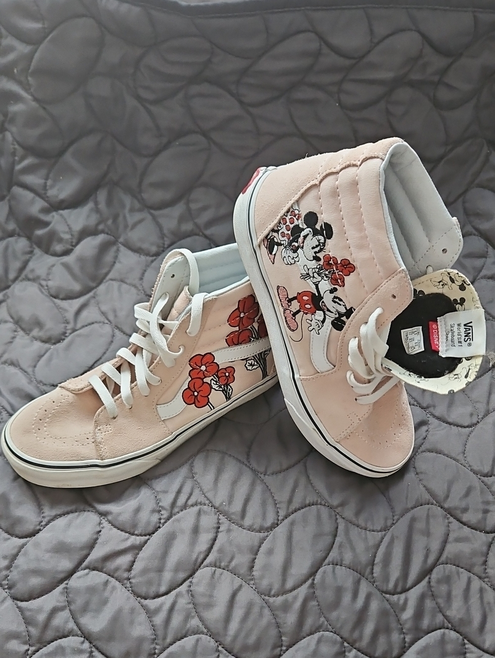 Disney Anniversary Vans Pink High-Top Sneakers with Floral Mickey Design